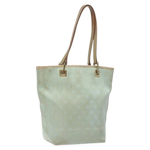 GUCCI GG Canvas Tote Bag Nylon Peppermint Gold - Picture 1 of 15